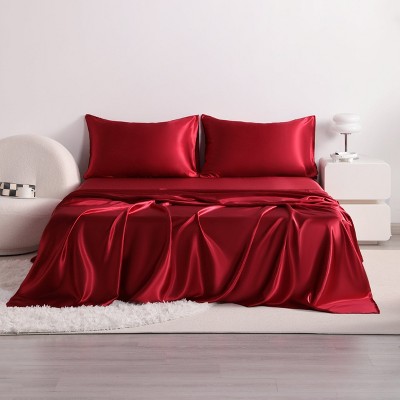 3/4 Pieces Satin Bed Sheet Set, Silky Cooling Soft Sheet Set - NTBAY