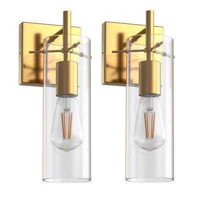 DORESshop 5 in. Gold Wall Sconce Modern Glass Shade Wall Light Fixture for Bathroom, Bedroom, Kitchen and Hallway (1/2-Pack)