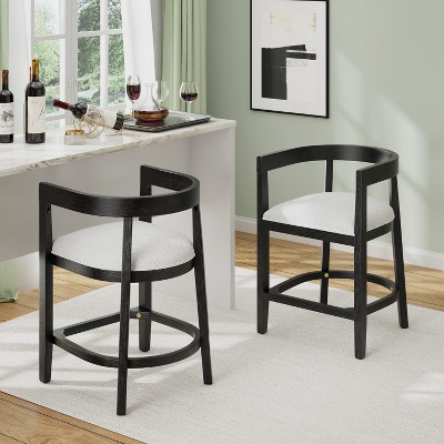 Christopher Knight Home Faraday Upholstered 25.25"  Rubberwood Counter Stools with Footrest (Set of 2)