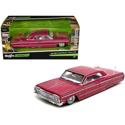 1964 Chevrolet Impala SS Lowrider Pink w/Graphics & White Interior "Lowriders" "Maisto Design" 1/26 Diecast Model Car by Maisto