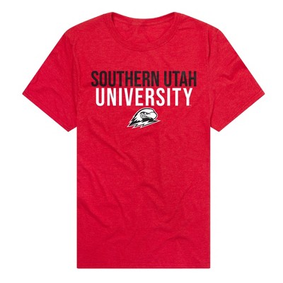 Southern Utah University Stacked Adult T-Shirt Red