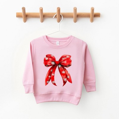 The Juniper Shop Coquette Christmas Snowflake Bow Toddler Graphic Sweatshirt