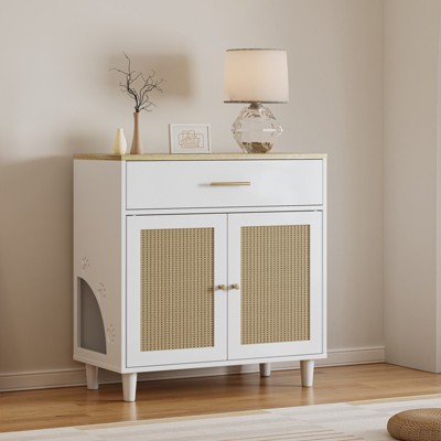 Ridstar Cat Litter Box Enclosure with Scratch Pad-White