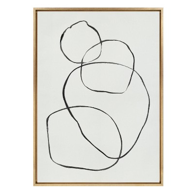 28" x 38" Sylvie 869 Going in Circles Framed Canvas by Teju Reval of SnazzyHues Gold: Modern Wall Art