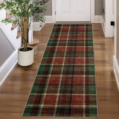 Washable Area Rug for Living Room, Modern Bedroom Rustic Large Plaid Area Rug, Checkered Non Slip Throw Rugs, Carpet for Nursery Dining Room Office