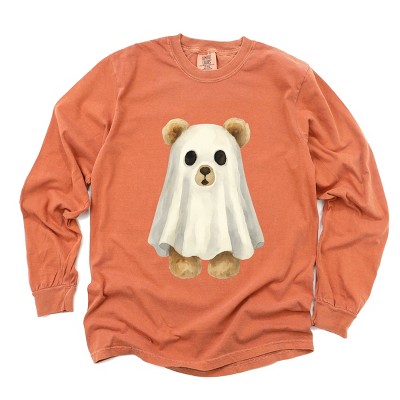 Watercolor Ghost Bear - Womens Garment Dyed Long Sleeve