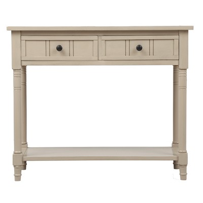 XINGHANZHENXUAN Traditional Pine Console Table with 2 Drawers & Shelf, Vintage Antique Design for Living Room & Entryway