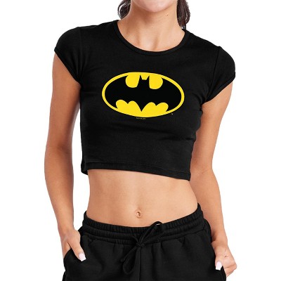 Women's Batman Classic Logo Cap Sleeve Baby Rib Crop Top