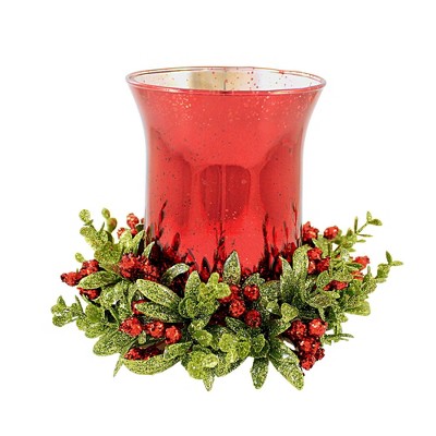 Ganz 6.0 Inch Kissing Krystals Candle Holder Use Battery Candles Holly Hurricane Candle Holders