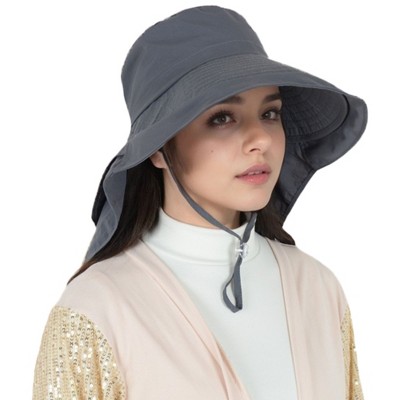 Anna-Kaci Womens Sun Hat Wide Brim Bucket Hats with Neck Flap and Ponytail Hole for Summer Beach Fishing Hiking