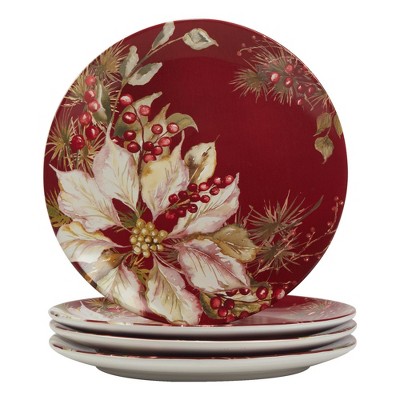 Certified International Set of 4 Winters Joy Dinner Plates