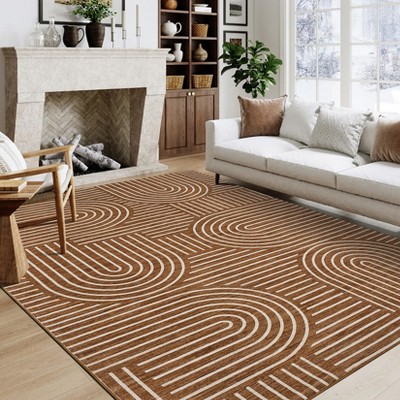 Modern Geometric Stripe Area Rugs Soft Washable Low Pile Non Shedding Rugs for Living Room Bedroom