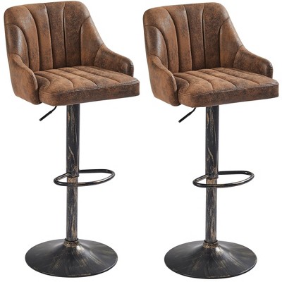 VECELO Set of 2/4 Swivel Adjustable Bar Stools with Back and Arm, Kitchen Island Stools, PU Chairs for Pub, Dining Room