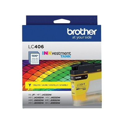 Brother LC406 Yellow Standard Yield Ink Cartridge Prints Up to 1 500 Pages (LC406YS)