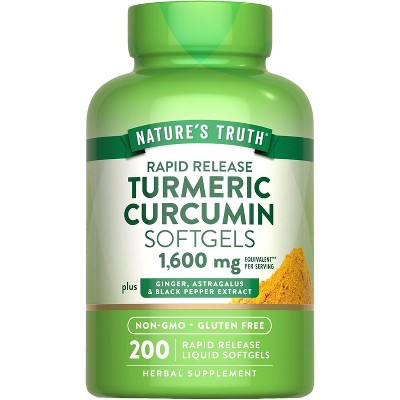 Nature's Truth Turmeric Curcumin Complex | Plus Ginger, Astragalus, & Black Pepper Extract | 200 Softgels