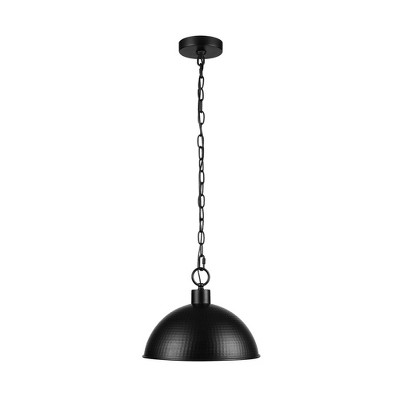 Globe Electric 1-Light Weathered Black Pendant Light with Hammered Metal Gold Interior Shade: Includes Mounting Hardware, Adjustable Height