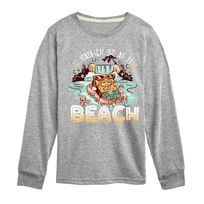 Boys' - SpongeBob SquarePants - Rather Be At Beach Long Sleeve Graphic T-Shirt