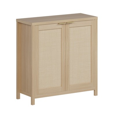 CuisinSmart Kitchen Storage Cabinet, Rattan Sideboard Buffet Cabinet Farmhouse Cupboard Console Table Buffet Cabinets with Adjustable Shelves