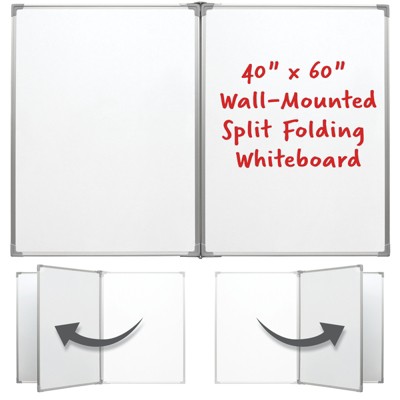 Excello Global Products 40" x 60" Wall Mounted Split Folding Whiteboard