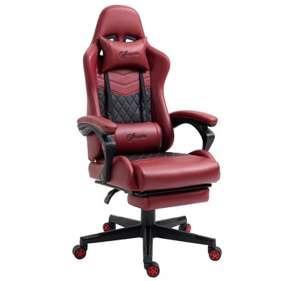 Kumasinova 360°Swivel Gaming Chair Office Chairs with Reclining Back,Adjustable Seat Height&Footrest,17-21°Ergonomics Video Game Chairs Office,Red