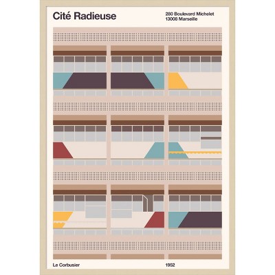 29"x41" Cite Radieuse by Bodflorent Framed Art Print: Modern Cityscape - Amanti Art