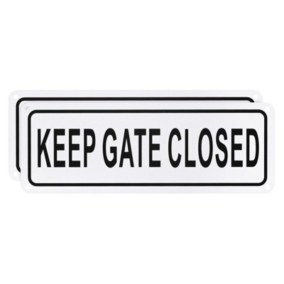 Unique Bargains Home Aluminum Reflective Keep Gate Closed Sign Fade Resistant 2 Pcs
