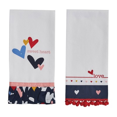 Split P Sweet Heart and Love Decorative Dishtowel Bundle of 2