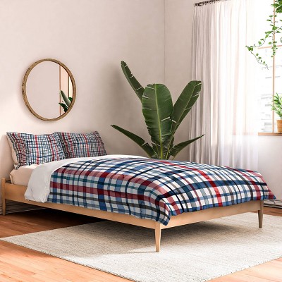 Deny Designs Ninola Design Checks Tartan Blue Queen/Full Comforter and Sham Set (2-3pc Set)
