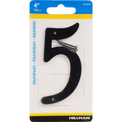 Hillman 4 in. Black Aluminum Nail-On Number 5 1 pc (Case of 3)