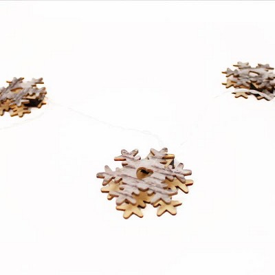 Perfect Holiday 10 LED Battery Operated String Light with Wooden Snowflake - Warm White