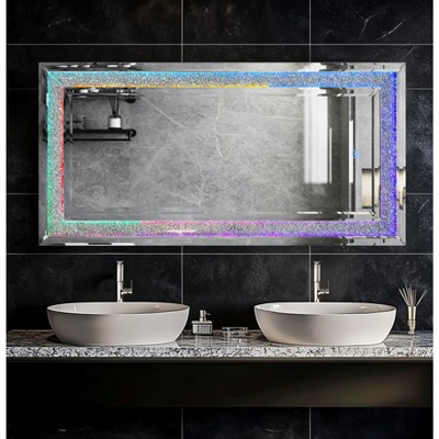 ARTLOGE 1.2M Full Length RGB LED Lighted Mirror Crystal Crush Diamond Wall Hanging Mirror for Dressing