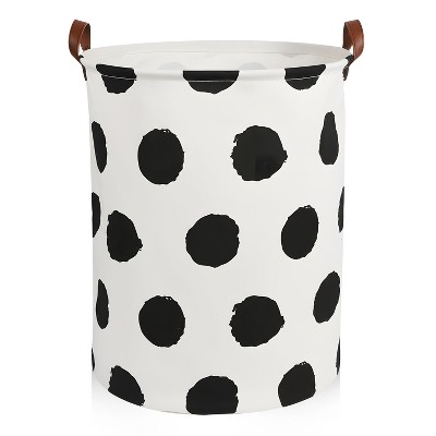 Garnen Kids Laundry Basket Collapsible, 80L Foldable Laundry Hamper, Polka Dot Dirty Clothes Hamper Toy Storage Organizer Bin for Baby Nursery Room