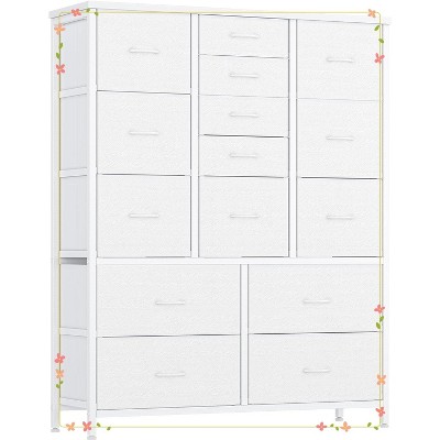 15 Drawer Dresser for Bedroom, Fabric Storage Drawer, with Side Pockets, Hooks