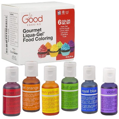 Food Coloring Liqua-Gel 6 Pack (.75ml Bottles) Tasteless Rainbow Dye Kit - Eggs, Baking, Decorating, Fondant, Frosting, Cooking, Crafts - Made in USA