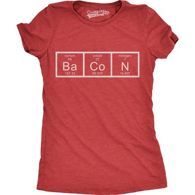 Womens Chemistry of Bacon T Shirt Funny Periodic Table Tee for Ladies - Crazy Dog Women's T Shirt For Science Nerds