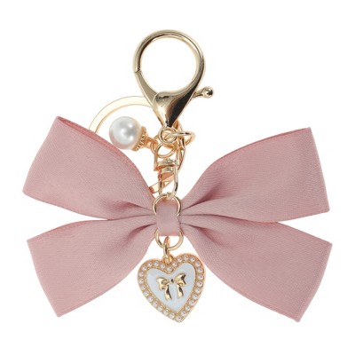 Unique Bargains Fabric Bow Handbag Charms Keychains 1 Pc