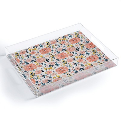 alison janssen Tropical Coral Floral 15.5" x 12" Acrylic Tray - Deny Designs