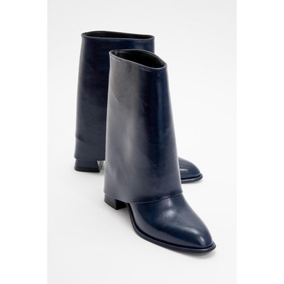 Ellas Navy Chunky Heel Boot (Women) | Prologue Shoes