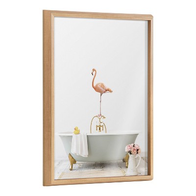 18" x 24" Blake Flamingo Cottage Bathroom by Amy Peterson Art Studio: Modern Wall Decor, Framed Glass Art - Kate & Laurel All Things Decor