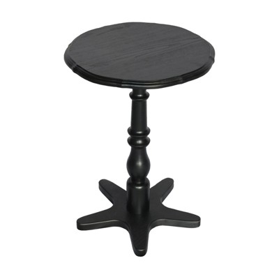 FONTOI 15.75" Round Small End Table, Wooden Pedestal Side Coffee Tables for Living Room, Bedroom, Entryway, Black, 15.75"*21.65"*15.75"