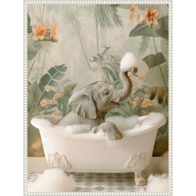 Amanti Art Elephant Bubble Bliss by Niky Rahner Framed Canvas Wall Art