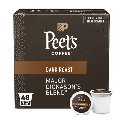 Peet's Coffee Major Dickason Dark Roast Single Serve Coffee Pods - 48ct