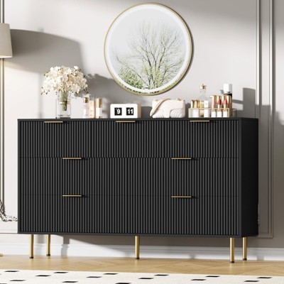 ODK Fluted Dresser for Bedroom,7 Drawer Dresser,Wooden Chest of Drawers,Modern Storage Dressers for Living Room, Closet, Hallway,Entryway