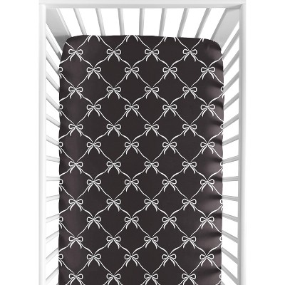 Sweet Jojo Designs Girls Baby Fitted Crib Sheet Ballerina and Ballet Bows Black and White