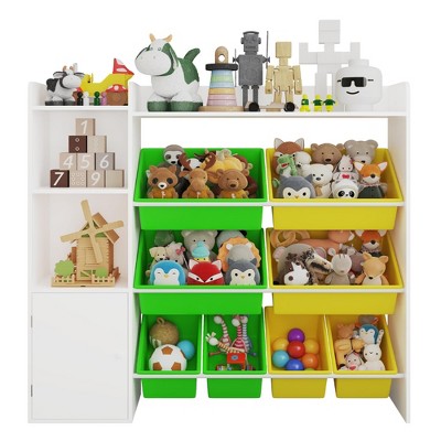 Kids Toy Storage Organizer with 8 Removable Toy Bins, 4-Tier Toy Organizers Kid Bookshelf and Toy Storage for Bedroom