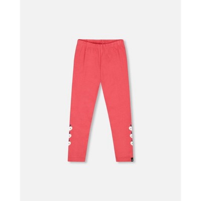 Deux par Deux Girl Organic Cotton Leggings Red with Apples