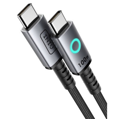 INIU Leopard 6.6' 2-Pack 100W Fast Charging USB-C to USB-C Braided Nylon Cable - Black: Male-To-Male Connection