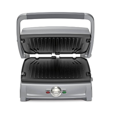 Cuisinart Griddler Compact Indoor Grill Griddle Panini Press Stainless Steel Finish GR-102: Tabletop Portable Grill