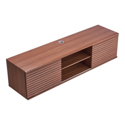 VEVOR Floating TV Stand, 60" Wall Mount Entertainment Center with Adjustable Shelf & Sliding Doors, 2 Tiers Floating TV Shelf, Brown