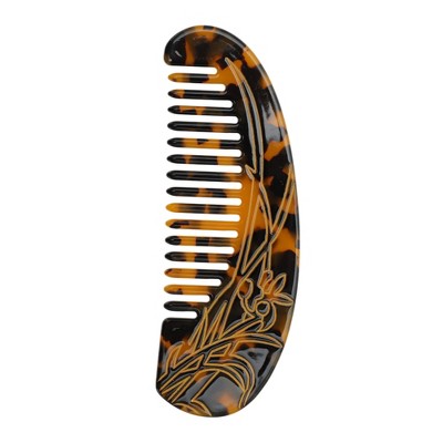Unique Bargains Floral Half Round Hair Comb 1 Pc